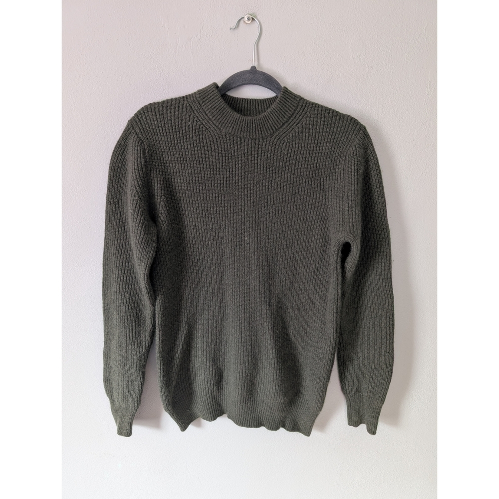 Hartford 1979 Cashmere Wool Olive Green Ribbed Crewneck Sweater Size Medium